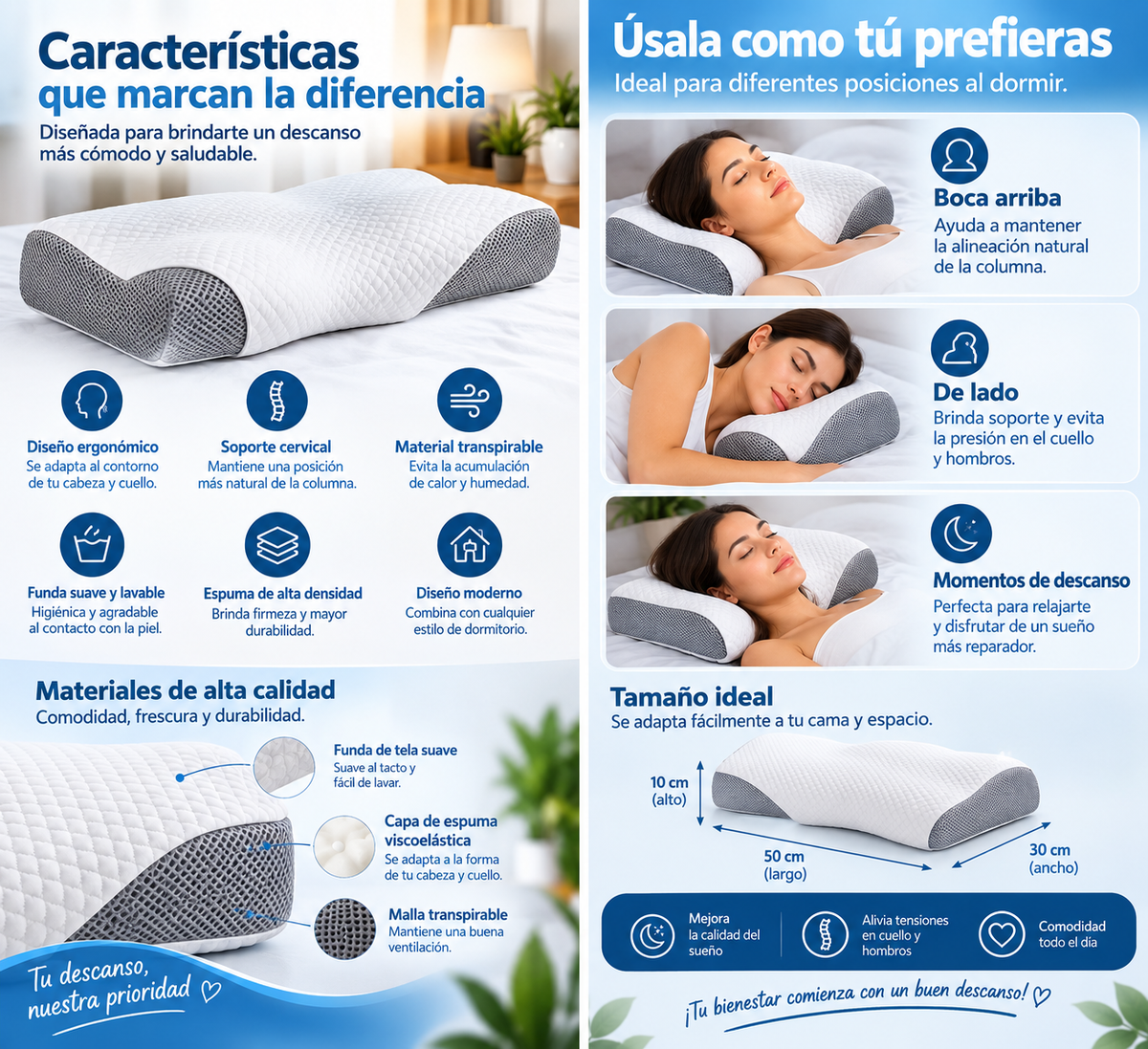 Almohada Cervical Ergonómica