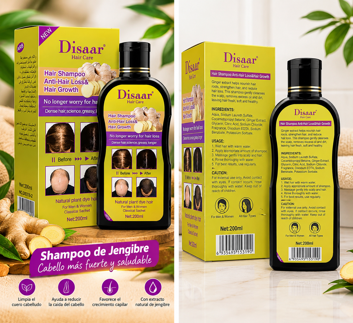 Shampoo Anticaída de Jengibre